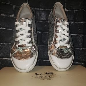 Coach Silver sequined shoes